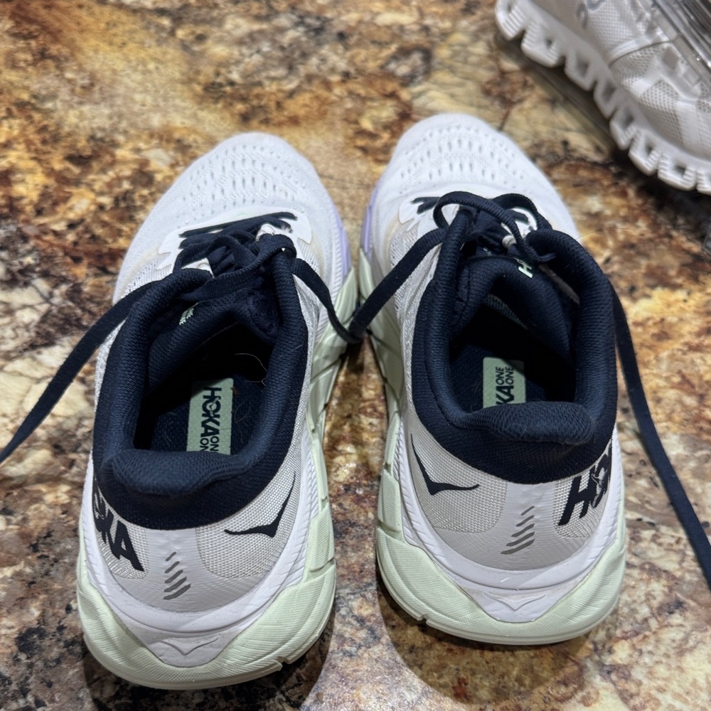 Hoka White and Black Athletic Shoes